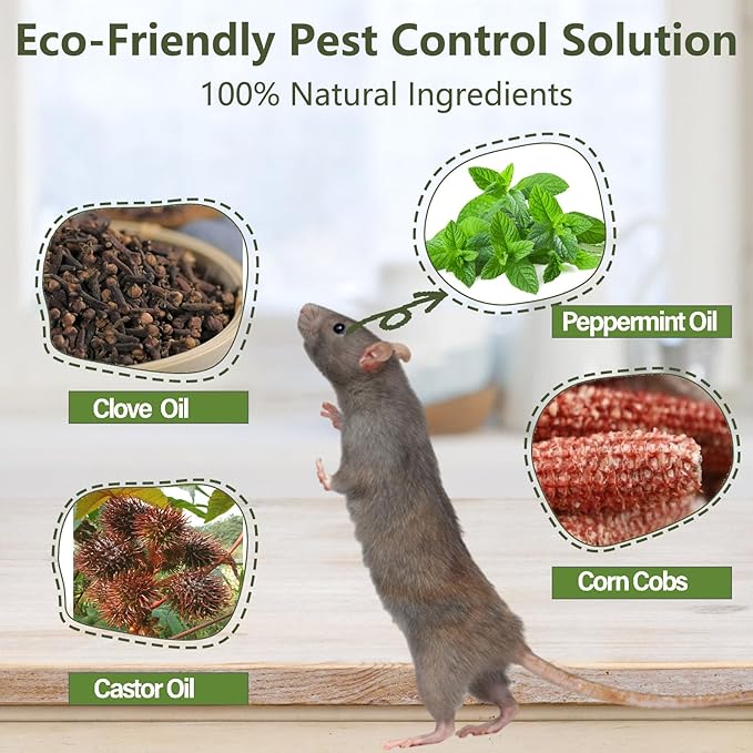 【𝐇𝐢𝐠𝐡𝐥𝐲 𝐄𝐟𝐟𝐞𝐜𝐭𝐢𝐯𝐞】 Mouse Repellent Pouches,Rodent Repellent Balls with Natural Peppermint Oil Long-Lasting Indoor & Outdoor Use – Gentle for Use Around Family & Pets-24 Pcs