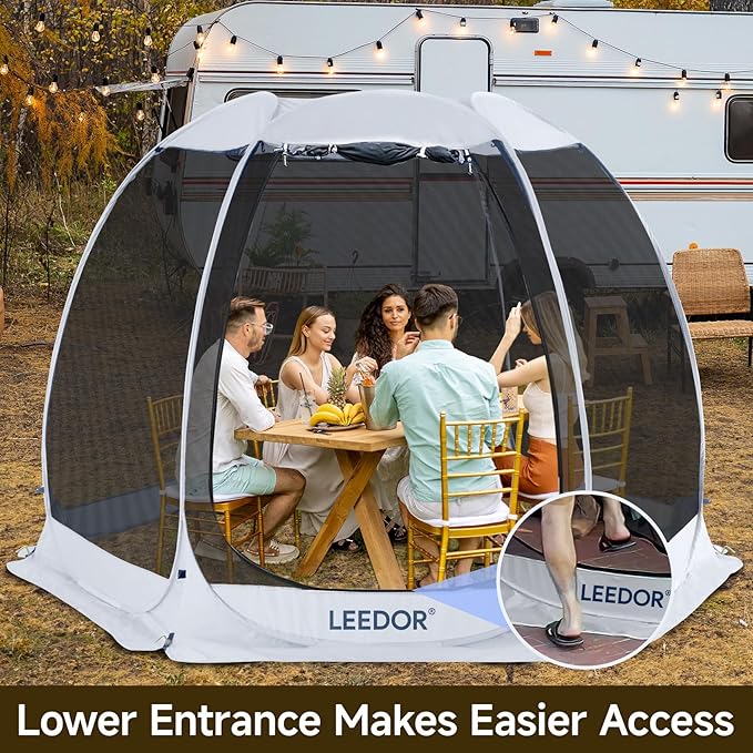 LEEDOR Pop Up Screen House, 6-10-15 Person Outdoor Screen Tent，Camping Screen Room with Carry Bag, Screened Gazebo with Mosquito Netting, Instant UV Resistant Sun Shelter for Garden, Patio, Backyard