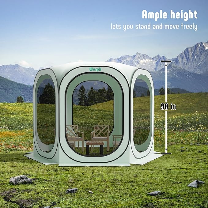 Screen Tent Pop-Up, Portable Tent Canopy with Mesh Mosquito Net, Screen House Room Canopy Shade 10x10 FT with Carry Bag for Patio, Backyard, Sports & Outdoors Activities, Green