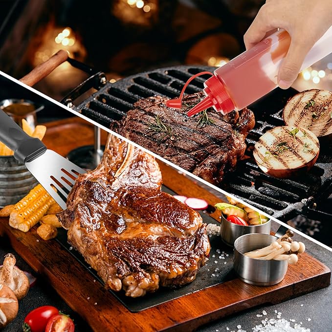 Supernal 46pcs Blackstone Griddle Accessories Upgraded Barbecue Presses Flat Top Grill Tools for Camp Chef Griddle Cover Salt and Pepper Shakers Grill Black Tools Set Enlarged Spatula Gift Set