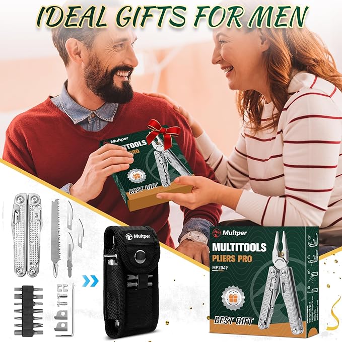 Multitools Pliers Pro, Upgraded Multi Tool With Damascus Knife, Replaceable Wire Cutters and Screwdirver Set, Foldable Multitools with Scissors, Screwdriver, Ideal for Camping,Survival, Repair