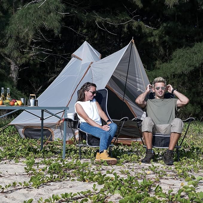 KingCamp Compact Camping Chair with Armrest Ultralight High Back Backpacking Chairs for Adults Lightweight Folding Chair Heavy Duty Support 265 Lbs Portable for Traveling, Lawn, Festival, Black