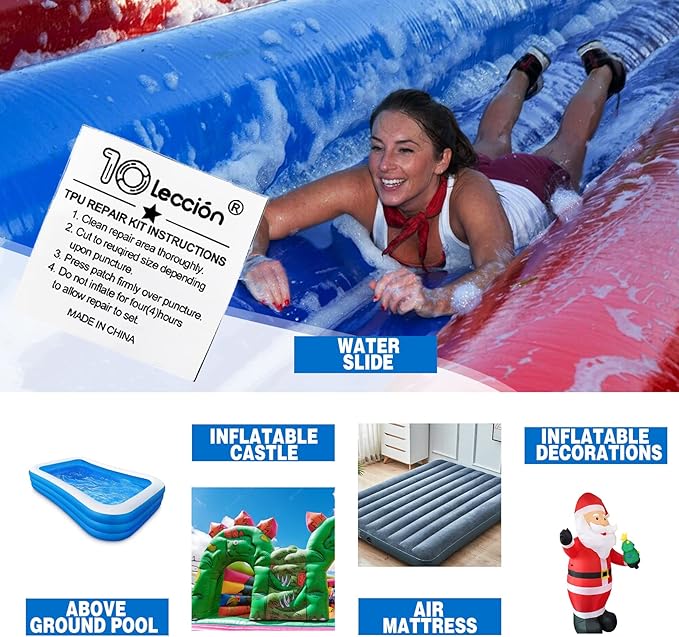 6in*7ft Inflatables Bounce House Repair Kit, Air Mattress Patch Kit, Vinyl Pool Patch Repair Kit, TPU Patch for Above Ground Pools, Tent, Canvas, Floats, Snow Tubes, Air Bed and Inflatable Decorations