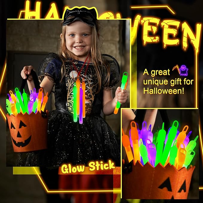 Lewtemi 4" or 6" 100 Pack Bright Glow Sticks Bulk, Glow in The Dark Party Supplies Birthday and Holidays Party Favors
