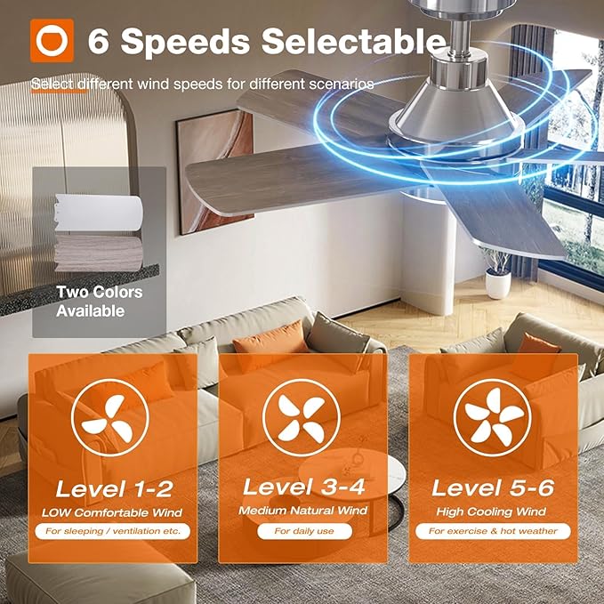 addlon Ceiling Fans with Lights, 32 inch Nickel Ceiling Fan with Light and Remote Control, Reversible, 3CCT, Dimmable, Noiseless, Small Ceiling Fan for Bedroom, Farmhouse, Indoor/Outdoor Use