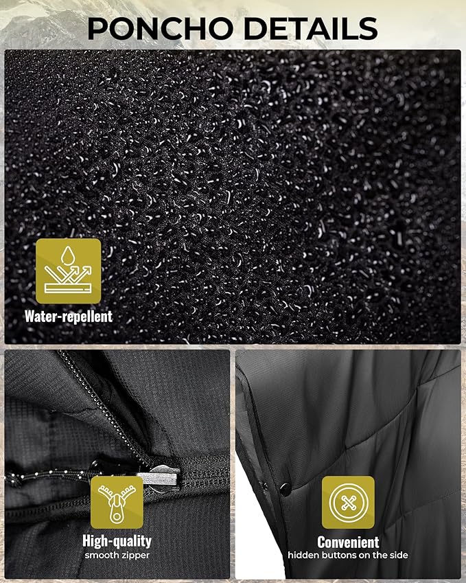 KingCamp Camping Wearable Hoodie Blanket Poncho Ultralight Sleeping Bag Adult, Outdoor Stadium Water-Repellent