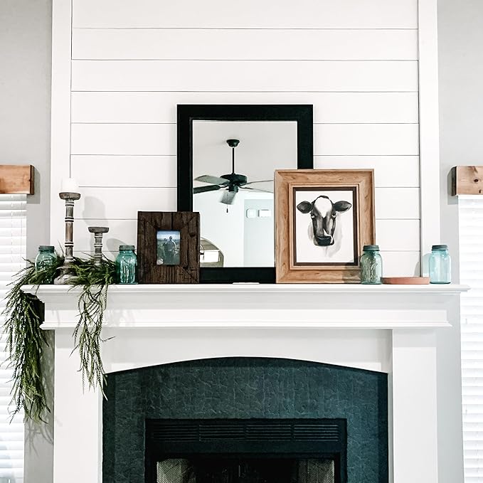 Frame My Mirror Black Framed Mirror, 20" x 54" Mirror for Bathroom, Wood Frame, True Reflections Glass, Black Finish, Porter Design, Hangs Horizontally or Vertically, Made in USA