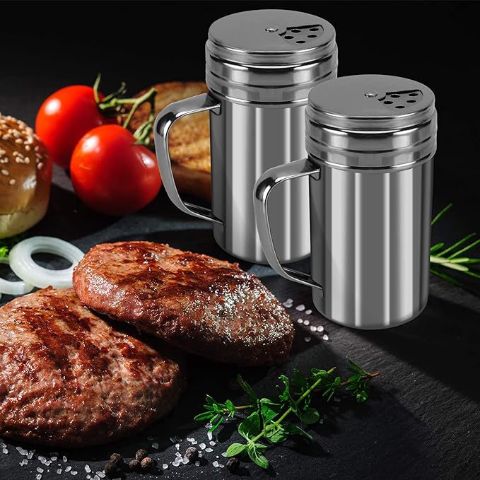Accmor 13oz Salt and Pepper Shakers with Adjustable Pour Holes, Stainless Steel Dredge Shaker, Seasoning Spice Shakers for Salt Pepper Cinnamon Sugar Flour