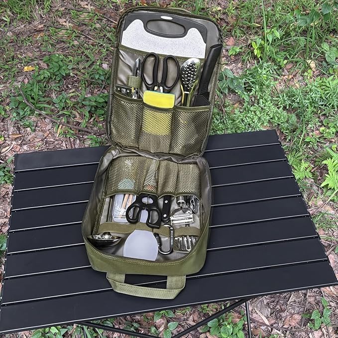 Tactical Camp Kitchen Organizer Camping Cooking Utensils Bag for BBQ, Picnic, Travel & Hiking (Bag Only)