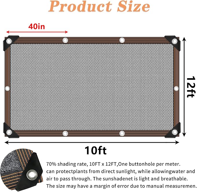 Shade Cloth - for Plants Greenhouse, 70% Sunblock Shade Sails -for Outdoor Garden Pergola Patio Lawn Sun Shade Cloths for Kennel Chicken Coop Easier to Hang Plant Shade Net Cover