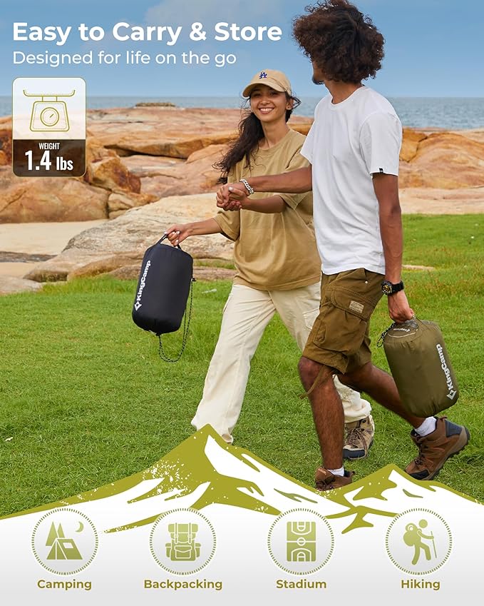 KingCamp Camping Wearable Hoodie Blanket Poncho Ultralight Sleeping Bag Adult, Outdoor Stadium Water-Repellent