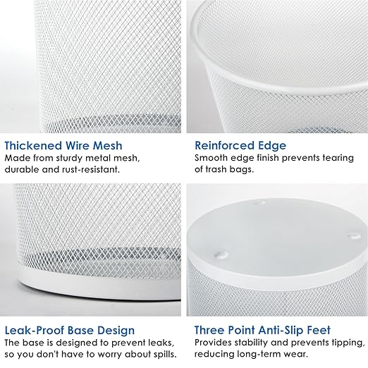 Office Mesh Trash Cans (10-Pack 6 Gal),Open Metal Wire Wastebaskets, Mesh Office Garbage Can, Waste Basket Trash Can for Near Desk,Recycling Garbage Container Bin for Home,School
