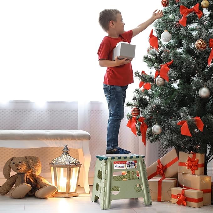 ACSTEP 13 Inch Folding Step Stool,Foldable Step Stools for Kids and Adults 300 LB Capacity, 300 LB Capacit Suitable for Kitchen Fishing,Green