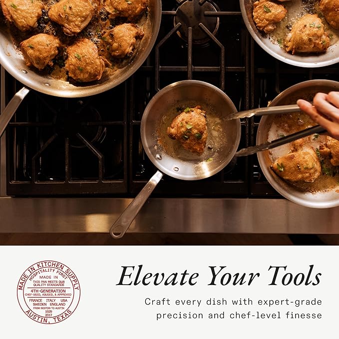 Made In Cookware - 3-Piece (Includes 8",10",12") Stainless Frying Pan Set - 5 Ply Stainless Clad - Professional Cookware - Crafted in USA - Induction Compatible