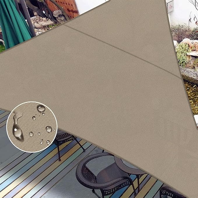 LOVE STORY Waterproof 16'x16'x16' Triangle Taupe Sun Shade Sail Cannoy UV Resistant for Outdoor Patio Garden Backyard(We Make Custom Size)