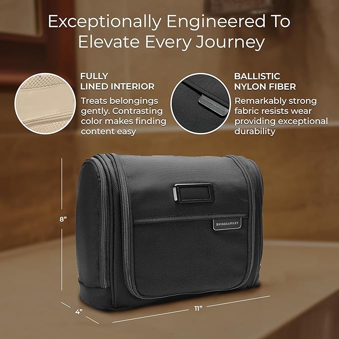 Briggs & Riley Toiletry Kit - Travel Bags for Women & Men, Organizer for Vacation, Dopp Kit for Bathroom Accessories, Makeup, & Skincare