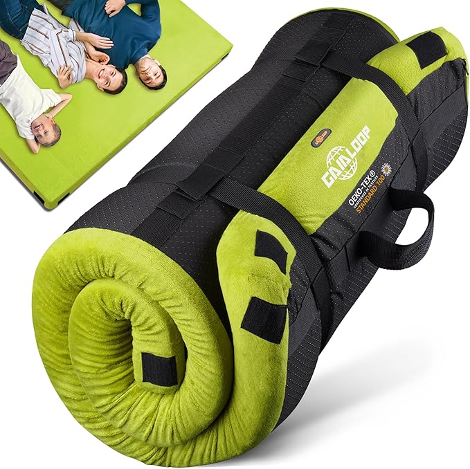 3 Inch GAIALOOP Thick Memory Foam Camping Mattress Sleeping Pad [Car/Tent/Cot] Glamping Portable Floor Mat Roll Up Futon Mattress for Guests Sleepover