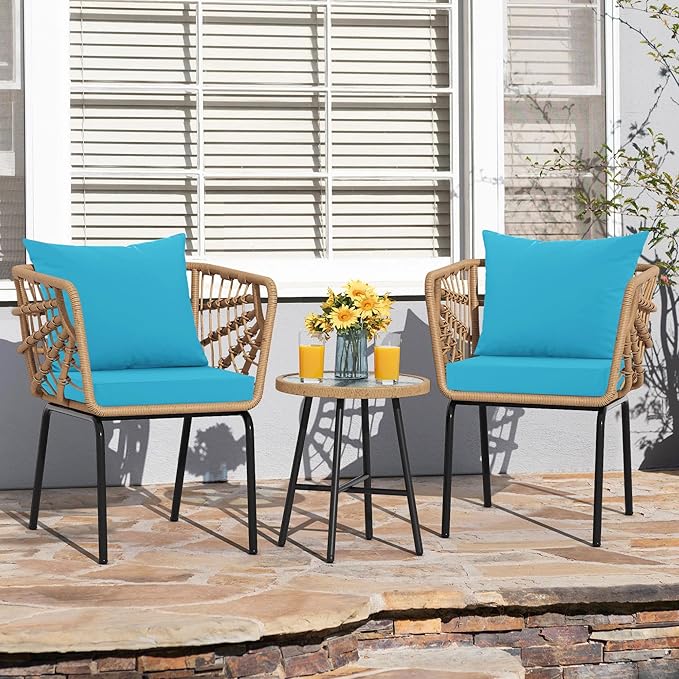 Outdoor Cushions for Patio Furniture, Waterproof Outdoor Chair Cushion w/Fade-Resistant, Removable & Machine-Washable Cover, 22x22 Inch, Deep Seat Sofa/Couch Pad Replacement – Set of 2, Teal