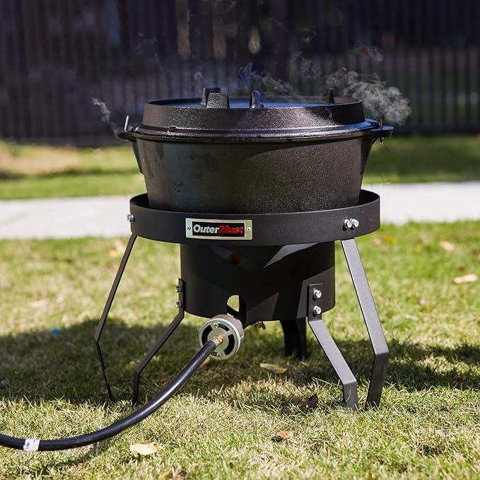 Propane Burner Outdoor Gas Burner for Cooking with Regulator and Cast Iron Braided Holes (single)