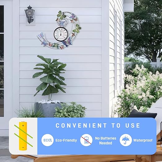 Butterfly Outdoor Thermometer, Metal Outdoor Wall Thermometer No Need Battery, Indoor Outdoor Thermometer Large Wall Art Decor for Patio, Garden, Living Room