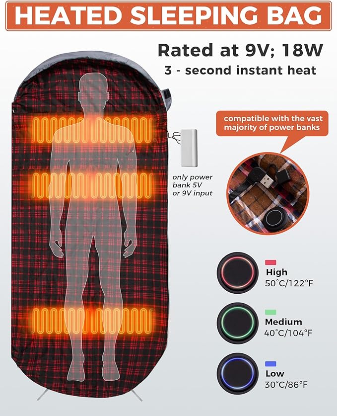 KingCamp Sleeping Bag for Adults, Cold Weather & Warm Extra Wide Big & Tall XL Portable Waterproof Flannel Sleeping Bags, Essentials Gear Accessories for Camping Backpacking Hiking Indoor & Outdoor