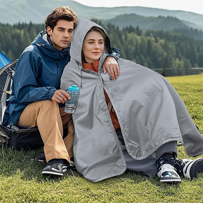 Fleece Waterproof Outdoor Blanket - Windproof Stadium Blanket for Camping, Picnics, and Sports Stay Dry and Comfortable 80"x 58"