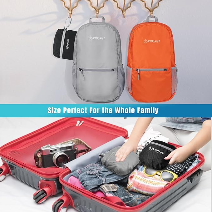 ZOMAKE Ultra Lightweight Hiking Backpack 20L, Packable Small Backpacks Water Resistant Daypack for Women Men(Silver Gray)