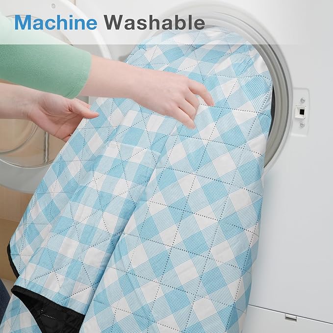 Picnic Blanket, 80''x80'' Waterproof Outdoor Blankets, Picnic Mat Washable for Beach, Picnic Blankets for Camping on Grass with Shoulder Strap - Blue & White