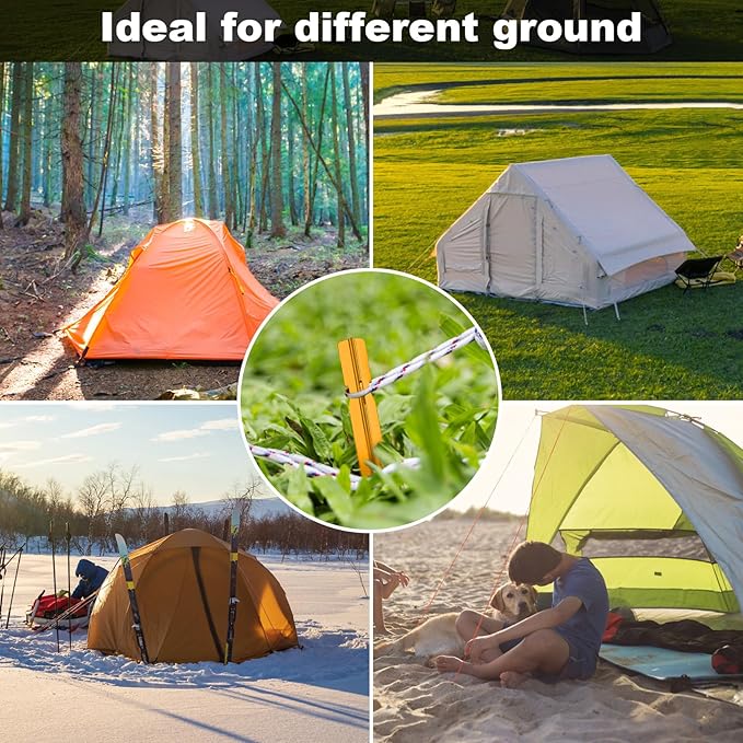 12 Pack Tent Stakes, 7075 Ground Metal Camping Aluminum Tent Pegs, Lightweight Tent Stakes Heavy Duty Spikes Camping Accessories