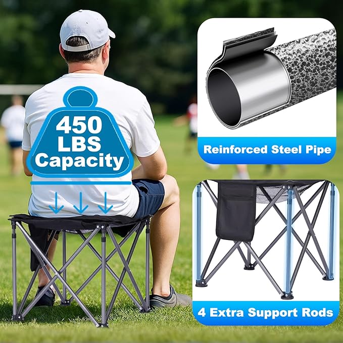 Camping Stool with Removable Padded Oversized Camping Foot Stool Ottoman 450 lbs Heavy Duty Camp Stool Camping Chair Foot Rest Foldable Footrest