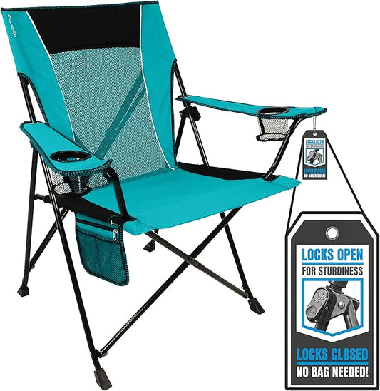 Kijaro Dual Lock Portable Camping Chair - Versatile Folding Sports and Outdoor Chair for Lawn - Locks Position - Ionian Turquoise
