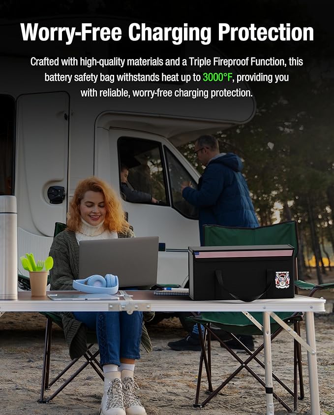 Fireproof Explosionproof Lipo Battery Safe Bag - Large Capacity Ebike Battery Storage Guard Pouch for Charging & Storage - Waterproof Protective Case for Ebike & Lithium Batteries(16.5x6.7x7.9 Inches)