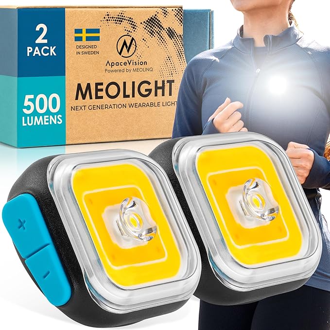 MEOLIGHT 500 Lumen Light for Running, Dogs, Walking - Wearable Flashlight Chest LED Safety Light for Dog Collars, Bike Tail Lights, Hiking, Camping - Reflective Accessories (2X Meolight)