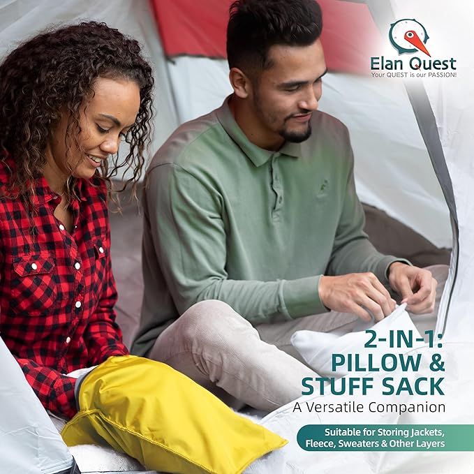 Stuffable Camping Pillow Sack (Small, Yellow) - 10 x 14 - Camping Essentials for Hiking, Backpacking and Travel Essentials - Sold Unstuffed Bring Your Own Stuffing