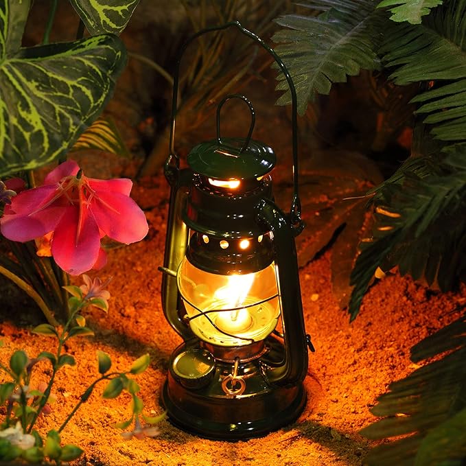 Honoson 4 Pieces Oil Lamp Hurricane Lamp Kerosene Lantern for Indoor Outdoors Decorative Hanging Oil Lantern with Wick for Hiking Emergency Camping Party Decoration (Green,8 Inch)