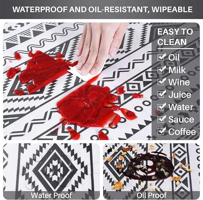 Picnic Table Cover with Bench Covers Non Slip Waterproof Vinyl Tablecloth for 8 Foot Rectangle Tables Gardening Needs Camping Rv Roadtrip Items for Tent Camper Gift for Teen Woman Man