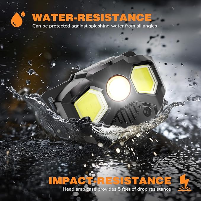 Rechargeable Headlamp, 2 Pack 1400 Lumens LED Headlamp with Red/Green/White 14 Modes Ultra-Bright Headlamp Rechargeable, Motion Sensor Headlamp with Memory Function, Ideal for Outdoor Camping