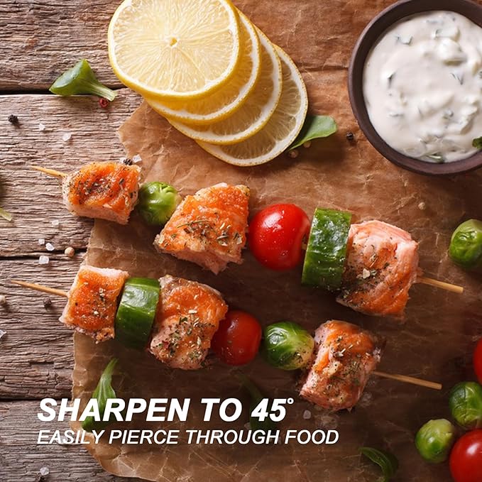 8 inch Natural Bamboo Skewers for Barbecue Party，Fruit，Kabob，Appetiser，Hamburger，Cocktail，Craft，Bouquet，Chocolate Fountain，Corn Dog, diameter=4mm. More Size Choices 6"/8"/10"/12"(100 PCS)