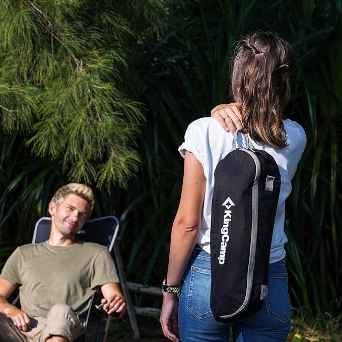 KingCamp Compact Camping Chair with Armrest Ultralight High Back Backpacking Chairs for Adults Lightweight Folding Chair Heavy Duty Support 265 Lbs Portable for Traveling, Lawn, Festival, Black