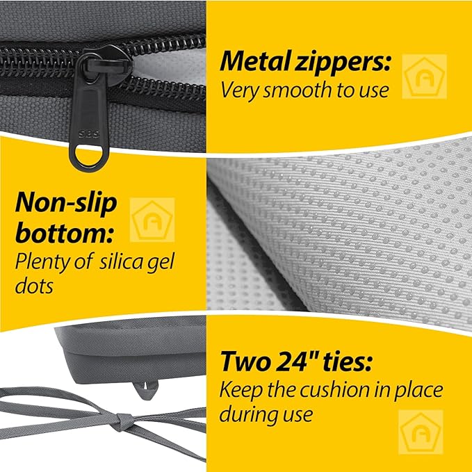 AAAAAcessories Outdoor Seat Cushions for Chairs, Waterproof, Fade-Resistant Patio Furniture Replacement Cushions, 19" x 19" x 3", Set of 2, Dark Gray