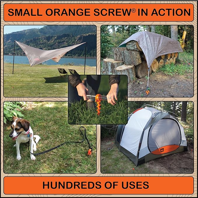 Ultimate Ground Anchors: Heavy Duty Screw-in Tent Stakes for High Wind, Sand, Canopies, and Camping - Made in USA, 100% Recycled, Included T-Grip Tool - (Small, 4 Pack)