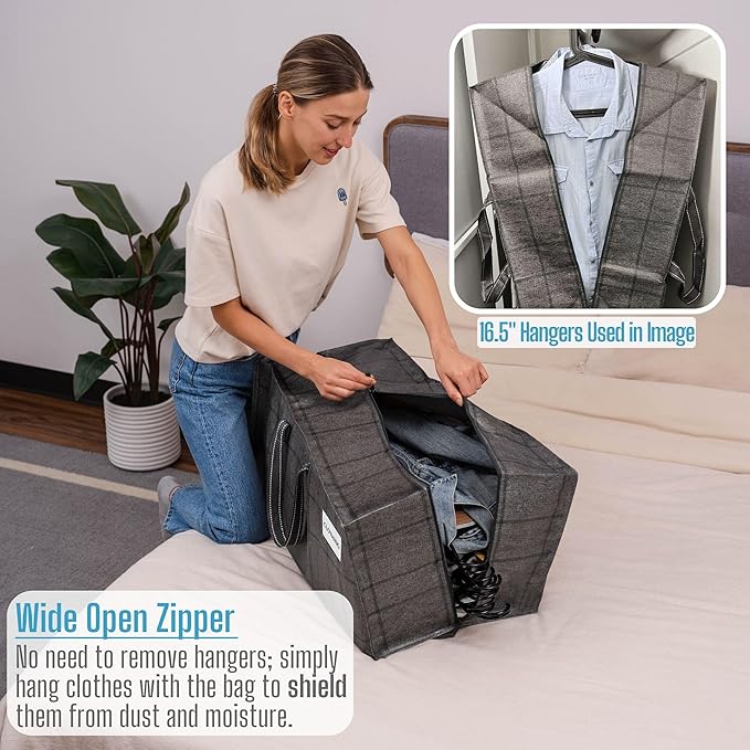 VENO 2 Pack Moving Bags w/Backpack Straps, Heavy Duty, Moving Boxes Alternative, Packing Supplies, Large Storage Totes for Dorm Room Essentials with Zipper for Clothes (Windowpane, 2 Pack)