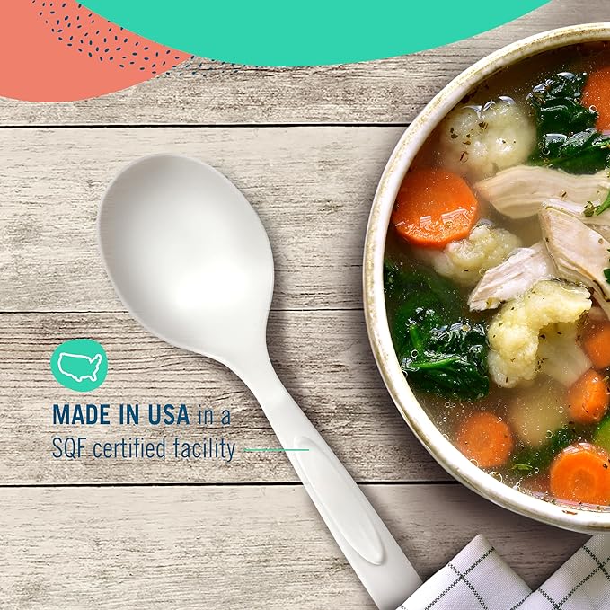 Preserve Compostable Soup Spoon, Made in USA, Medium Weight Cutlery, White, 840 Count