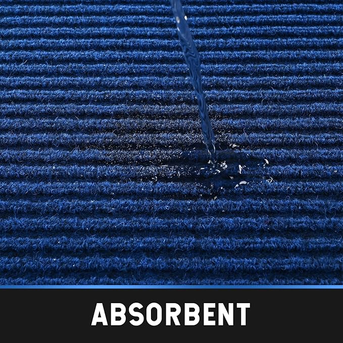 Heavy Duty Entrance Mats, Indoor and Outdoor Durable Rubber Door Mat, Easy Clean Waterproof Anti-Slip Doormat, Low Profile Floor Front Doormat Rugs for Entryway, Patio, Garage 60" x 35" Blue