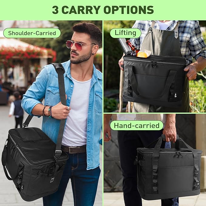 Tirrinia Large Cooler Bag Insulated, 48 Cans Leakproof Soft Camping Coolers, Portable Beach Cooler with Shoulder Strap for Picnic, Beach, Travel Road Trip