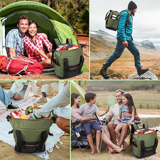 Tirrinia Cooler Backpack Waterproof Insulated for Men & Women,36 Cans Soft Leakproof Cooler Backpack, Portable Cooler for Camping, Beach, Fishing, Picnic, Travel, Outdoor