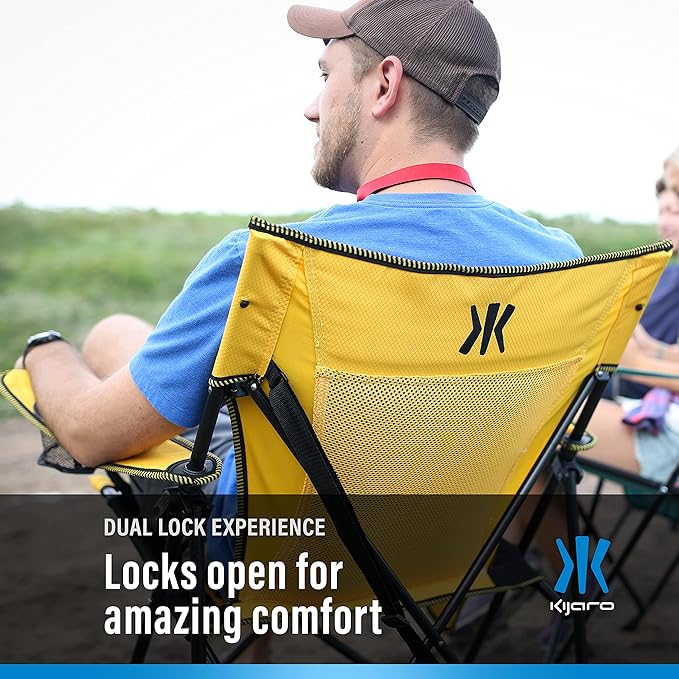 Kijaro XXL Dual Lock Portable Camping Chair - Supports Up to 400lbs - Enjoy The Outdoors in a Versatile Folding Sports & Outdoor Chair