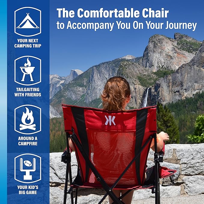 Kijaro Dual Lock Portable Camping Chair - Versatile Folding Sports and Outdoor Chair for Lawn - Locks Position - Ionian Turquoise