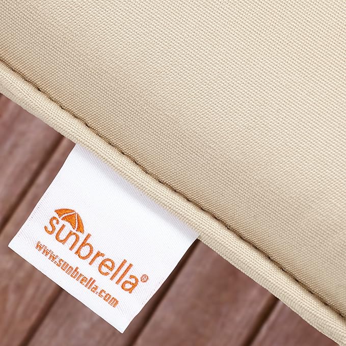 Sorra Home Sunbrella Bristol Square Chair Cushion (Set of 2) - Fade & Water Resistant, Outdoor & Indoor Patio Seat Cushion with Plush Foam - Canvas Natural (19" x 19" x 2.5")