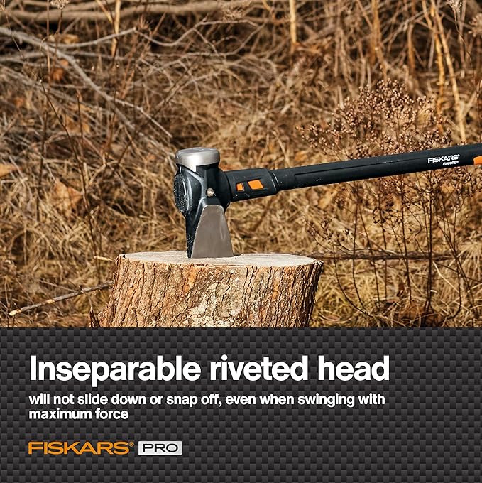 Fiskars Pro IsoCore Splitting Maul and Stainless Steel Axe, with Shock Reduction, 6 lb, 36 in